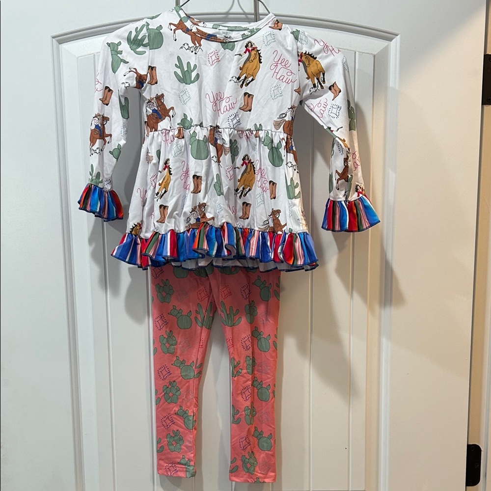 Kids Western Cactus Print Matching Set